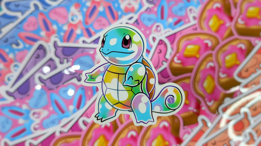 Pocket Monster Turtle Inspired Clear Bubble Style Stickers