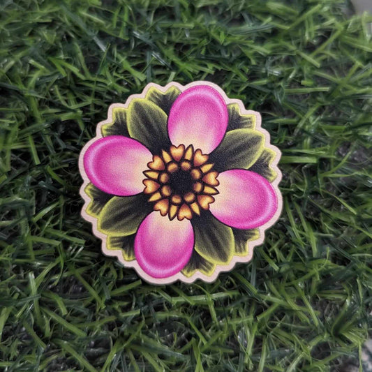 Woodland Flower Wooden Pin
