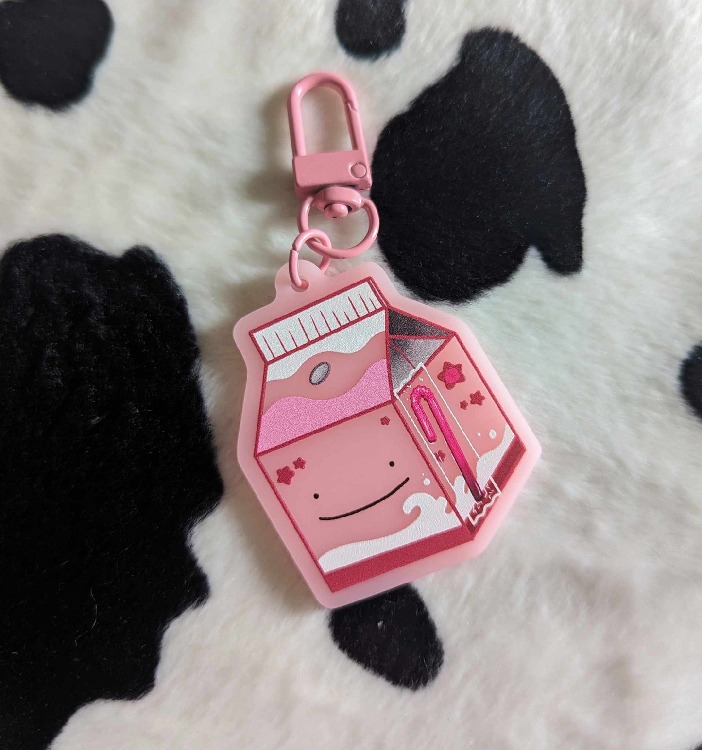 Blob Ditto Strawberry Milk Pink Acrylic Keychain