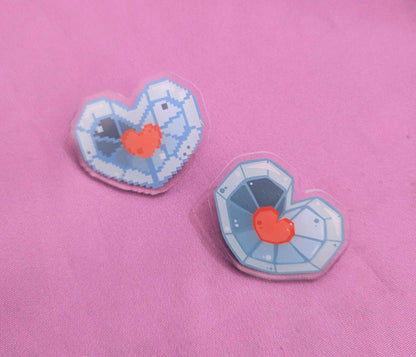 Water Legend Heart Container Pins