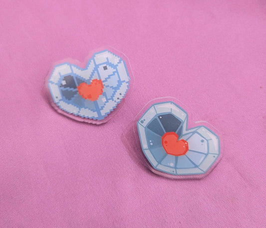 Water Legend Heart Container Pins