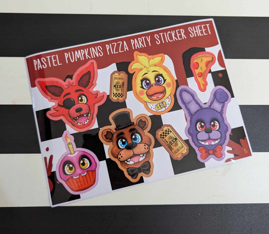 Five Nights Pizzeria Inspired Sticker Sheet