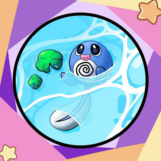 Happy Little Poliwag Inspired Round Art Prints